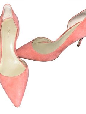 Ann Taylor Coral Suede Pointed-Toe Pumps